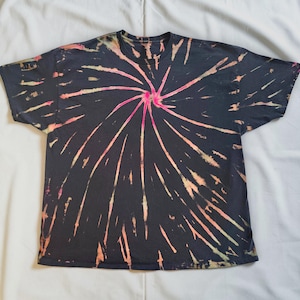 Reverse, Bleached Tie Dye Shirt 3X – Firework Burst Pattern – Handmade Unisex Grunge Top – One of a Kind