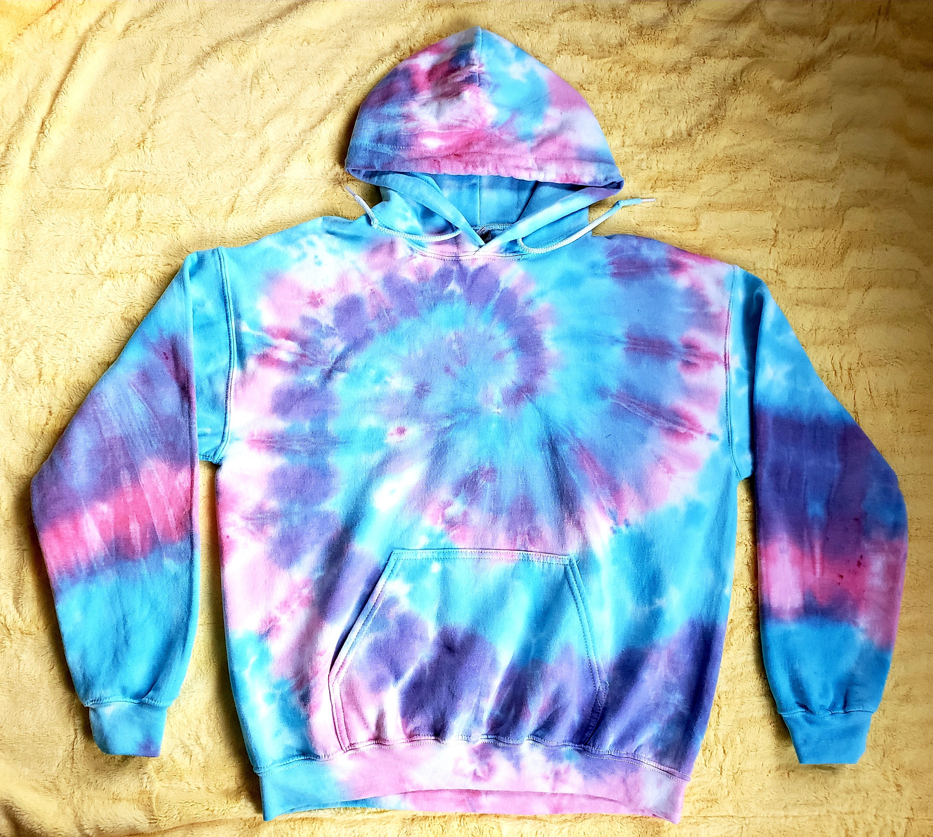 pink purple blue tie dye hoodie