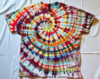 T-shirt Hanes Femme Tie-dye Vert Bleu Spirale – Taille S – Occasion Avec Petit Trou