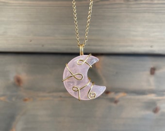 Rose Quartz Moon Necklaces