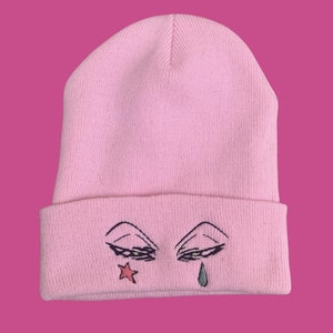 berretto occhi magico / berretto rosa / berretto ricamato rosa / berretto ricamato / berretto minimalista