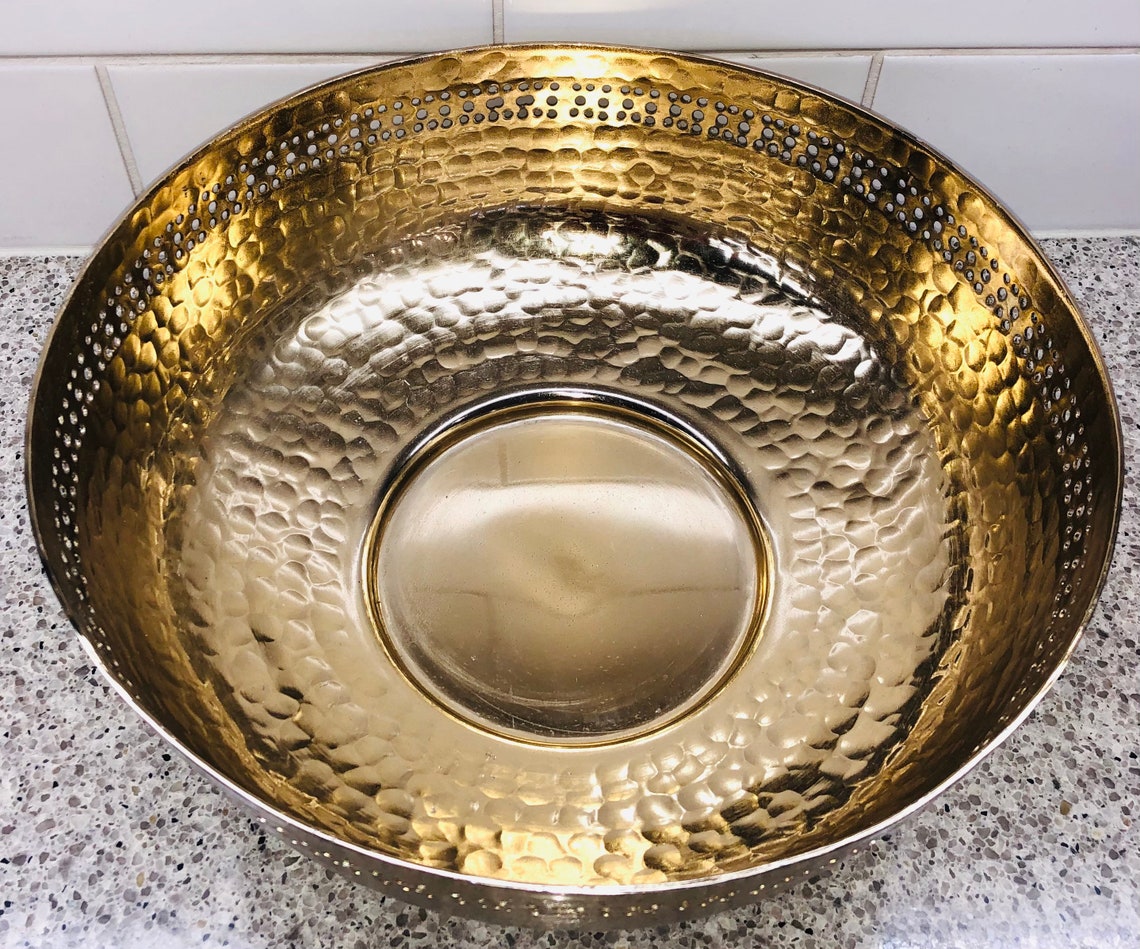 Decorative GoldPlated Shallow Bowl GoldPlated Decor Etsy