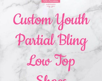 Custom Youth Low Top Partial Bling Converse