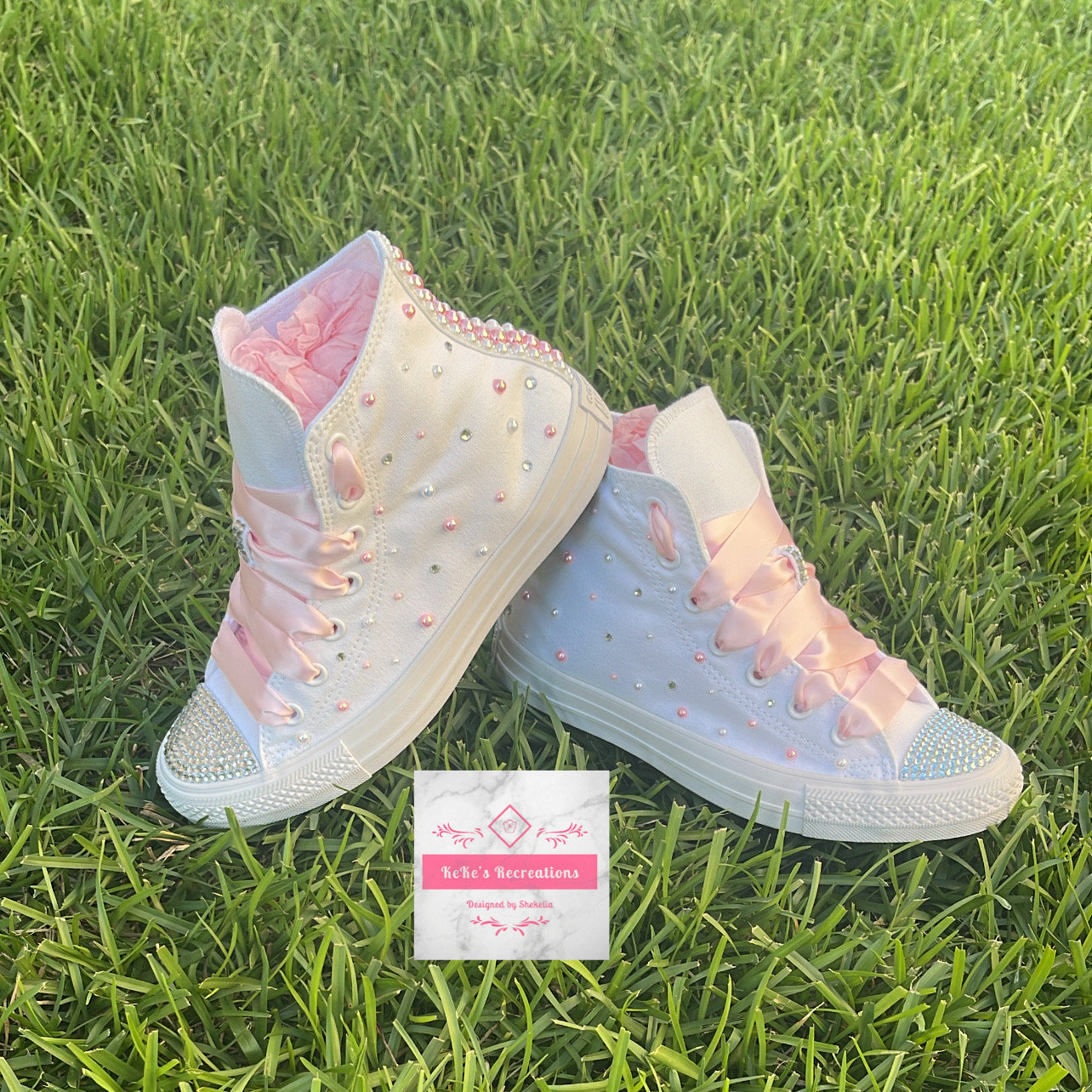Custom Adult Partial Bling Hi Top Converse