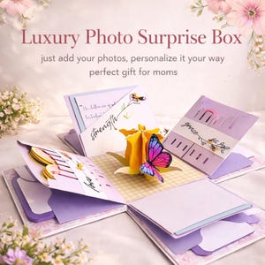 Caixa Explosiva para a Mamãe | Presente Personalizado para o Dia das Mães | Caixa de Lembranças com Fotos | Presente Surpresa Feito à Mão | Presente de Aniversário para a Mamãe