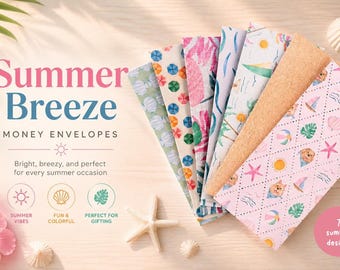 Sobres para dinero con diseño de brisa veraniega / Juego de sobres para regalos en efectivo, sobres para presupuesto, sobres para guardar dinero en efectivo, sobres para regalos y ahorros.
