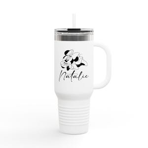 Vaso térmico de 1,18 litros (40 oz) con diseño de Minnie Mouse durmiendo / Opción de personalización con nombre imagen 1