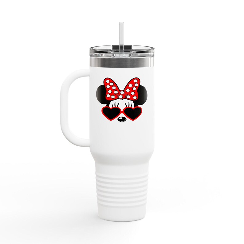 Vaso térmico de 1,18 litros (40 oz) con diseño de Minnie Mouse durmiendo / Opción de personalización con nombre imagen 2