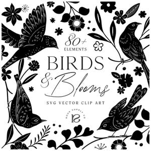 鳥と花、ベクターイラスト、SVGクリップアート、パターン、植物、花のフレーム、結婚式