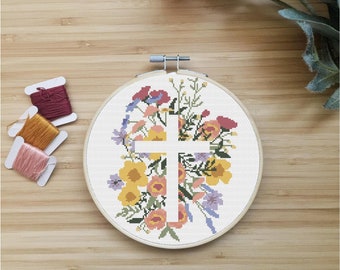 Cross Stitch PDF Pattern Wildflower Cross