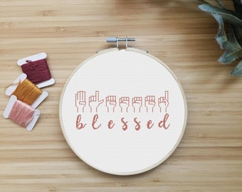 Cross Stitch PDF Pattern Blessed Sign Language