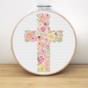 Cross Stitch PDF Pattern Rose Cross