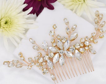 Bridal Hair Comb, Gold Wedding Hair Accessories Comb Pin Clip, Crystal Silver Hair Pin, Bride Flowergirl Bridesmaid