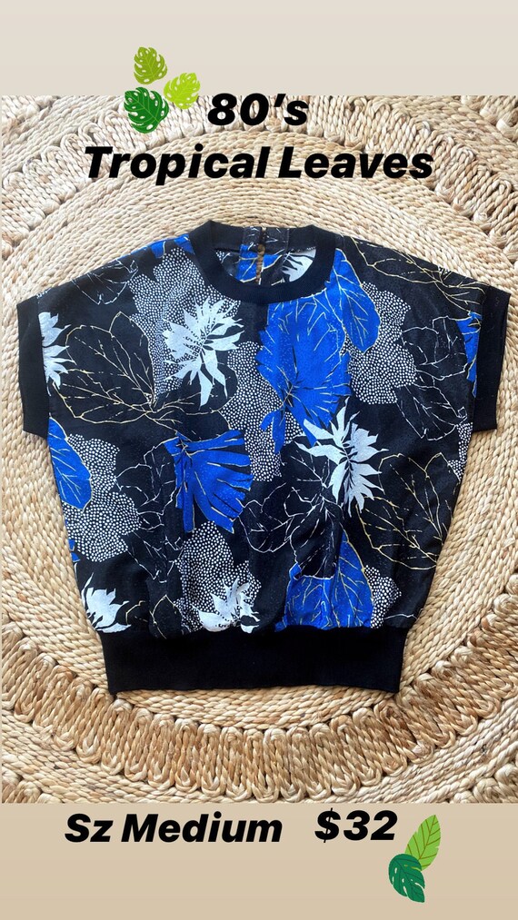1980’s Tropical Leaf print top