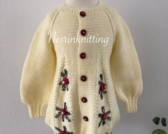 Knitted flower girl cardigan