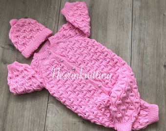 Hand knitted baby romper, baby playsuit, baby jumpsuit, baby knit bodyuit