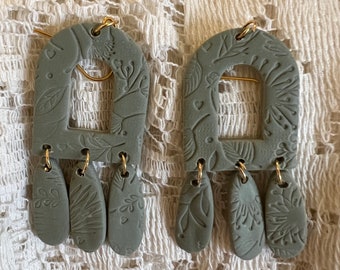 Sage green arch polymer clay earrings