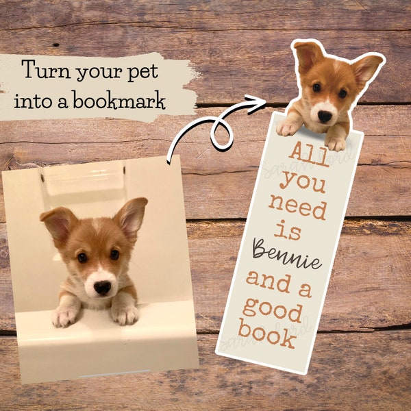Custom Pet Photo Bookmark, Personalized Gift for Animal Lovers
