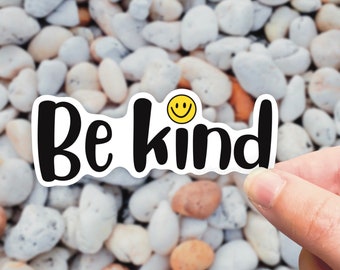 Pegatina impermeable "Sé amable", carita sonriente, calcomanía motivacional