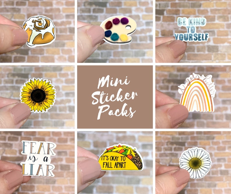 Mini Sticker Pack of 5, Small Stickers for Phone, Planner Stickers, Phone Case Stickers, Cute Stickers, Waterproof Stickers for Her 