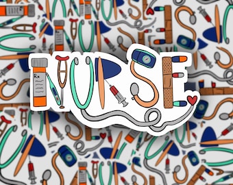 Waterproof Nurse Vinyl Sticker, Laptop Decal, Nurse Gift