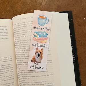 Custom Dog Bookmark for Coffee Lover, Personalized Dog Gift, Custom Cat Bookmark, Bookish Gifts, Dog Lover Gift for Her, Animal Lover Gift