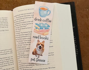 Custom Dog Bookmark for Coffee Lover, Personalized Dog Gift, Custom Cat Bookmark, Bookish Gifts, Dog Lover Gift for Her, Animal Lover Gift