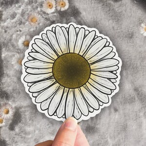 White Daisy Sticker Waterproof, Daisy Stickers Vinyl, White Daisy Art, VSCO Sticker, Floral Stickers, Flower Stickers, Sticker Laptop