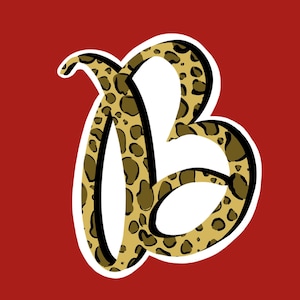 Etiqueta engomada de impresión de leopardo, pegatinas iniciales, pegatinas de letras de leopardo, regalo para ella, regalos iniciales, pegatinas impermeables, pegatinas de leopardo