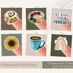 Niedliche kleine Aufkleber 5er Pack, Mini Aufkleber wasserdicht, Handyhüllen Aufkleber, kleine Blumen Aufkleber, christliches Zitat Sticker Pack Laptop