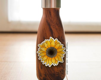 Watercolor Sunflower Sticker, Waterproof Vinyl Decal