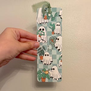 Spooky Ghost Bookmark, Girly Bookmark, Bookish Gift for Reader, Cute Bookmarks, Ghost Plant, Halloween Bookish Decor, Green Thumb Gift