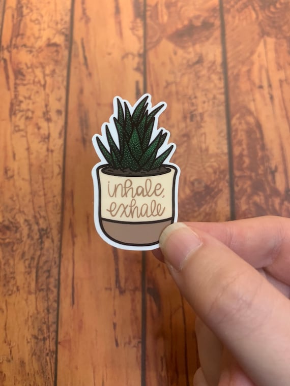 Inhale Exhale Succulent Sticker, Waterproof Vinyl Decal