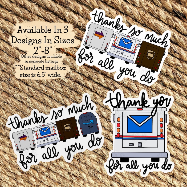 Thank You Mailbox Decal new, Mailman Sticker, Mailman Gift, Mailbox Sticker, Mailman Thank You Decal image 3