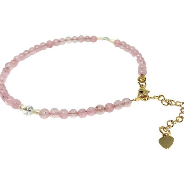 theresa's love rose quartz anklet