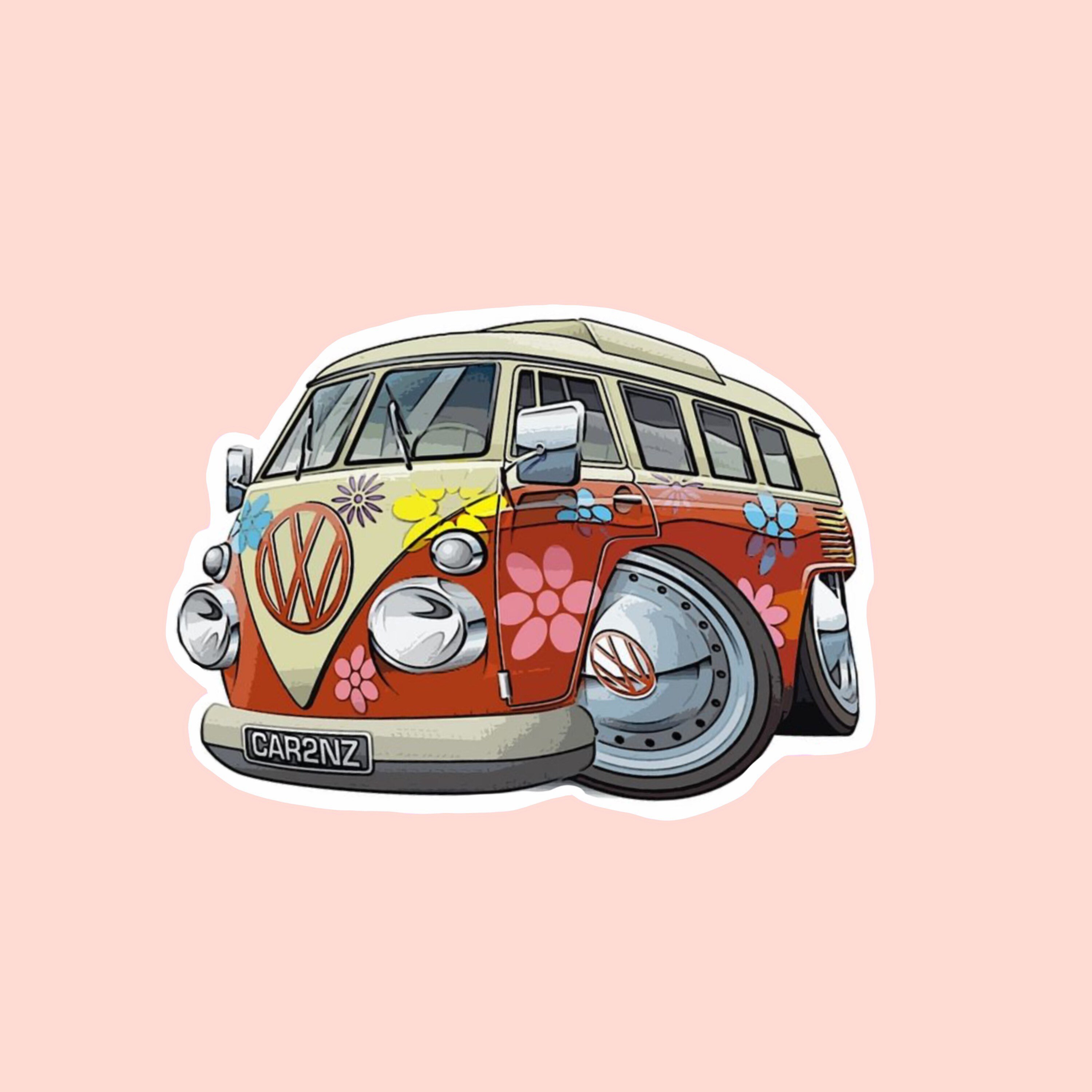 Hippie VW Van Vinyl Sticker | Etsy