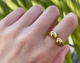 Double Ball Ring, Gold Plated Rings, Gold Statement Rings, Trendy Rings, Shiny Stackable Ring