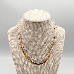3mm 18k Gold Plated Brass Herringbone Chain Necklace, Flat Snake Chain, Choker