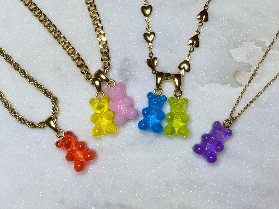 Colorful Gummy Bear Gold Chain Necklace Gold Filled & Plated | Etsy