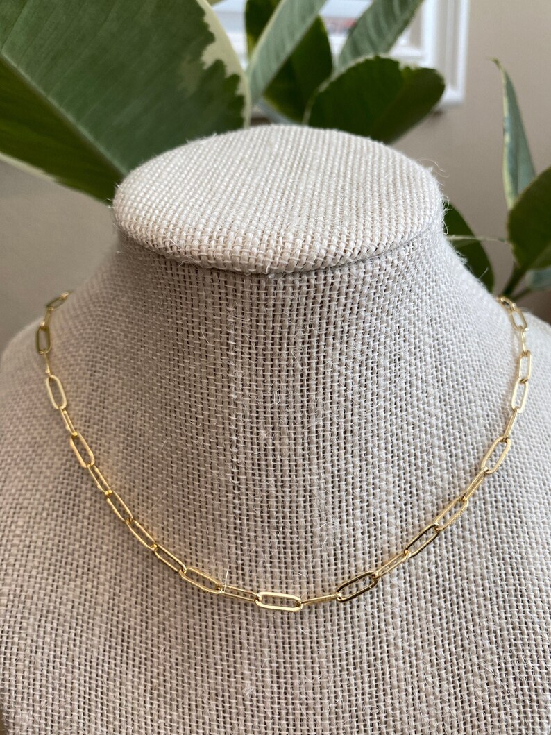 18k Gold Plated Paperclip Necklace Adjustable Link Jewelry Etsy