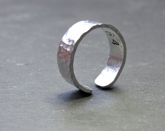 Mensaje oculto martillado Anillo ajustable pulgares anillo para las mujeres, mensaje secreto anillo de los hombres plata, regalo de anillo martillado de aluminio para él ella