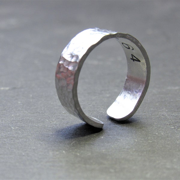 Verborgen boodschap gehamerd Ring verstelbare duimen ring voor vrouwen, geheime boodschap herenring zilver, aluminium gehamerd ring cadeau voor hem haar