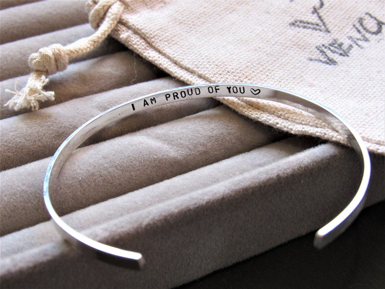 Personalised bangle hand stamped cuff bangle bracelet silver gifts for her adjustable bangle 925 sterling silver, custom bangle with words image 8