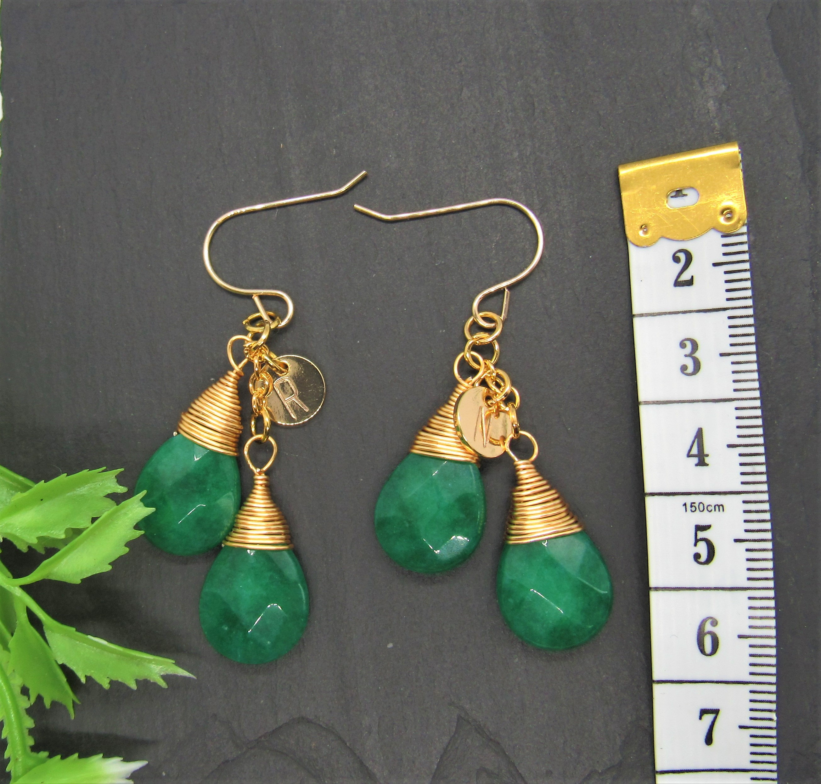 Emerald Green Beryl Earrings Initial Jewelry Custom Earrings Etsy