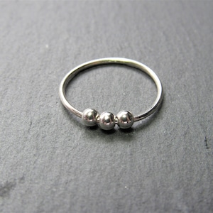 Sterling silver fidget ring anxiety bead ring, silver thumb stacking rings for women, spinner fidget anti stress ring, dainty worry ring