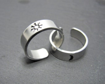 Sun Moon Three Best Friend Rings Sun And Moon Ring Set Couple