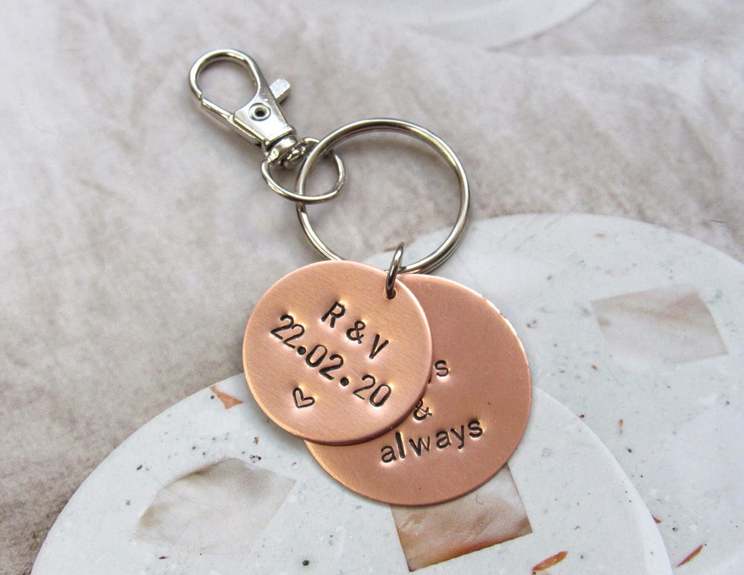 Personalised Copper Keyring 7th Wedding Anniversary Gift: Custom Copper ...