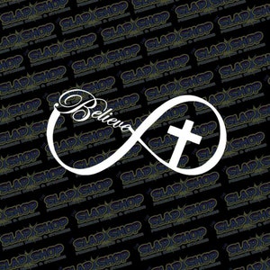 Christian Vinyl Decal | Believe in Christ Sticker | Religious Car & Laptop Design