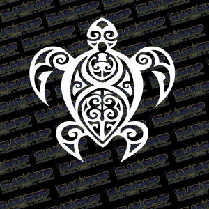 Tribal Sea Turtle Vinyl Decal – Hawaiian Honu Car & Laptop Sticker