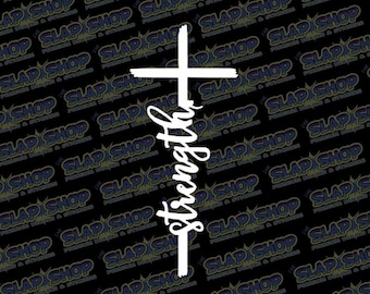 Strength on the Cross Vinyl Decal – Christian Faith Sticker for Car or Laptop